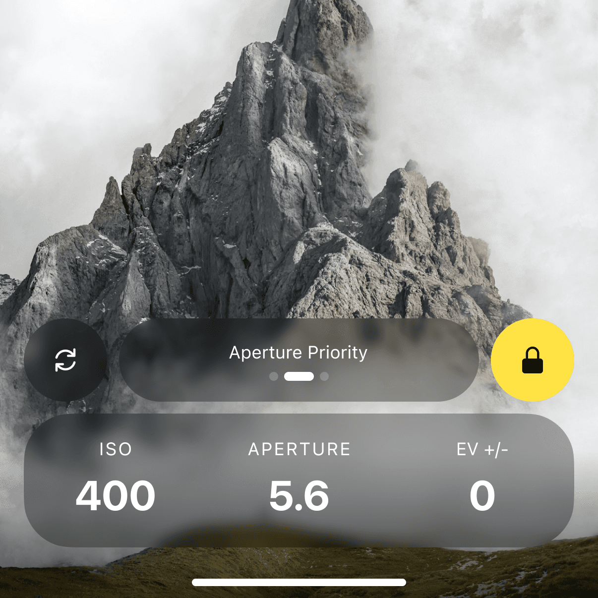 Camera settings display
